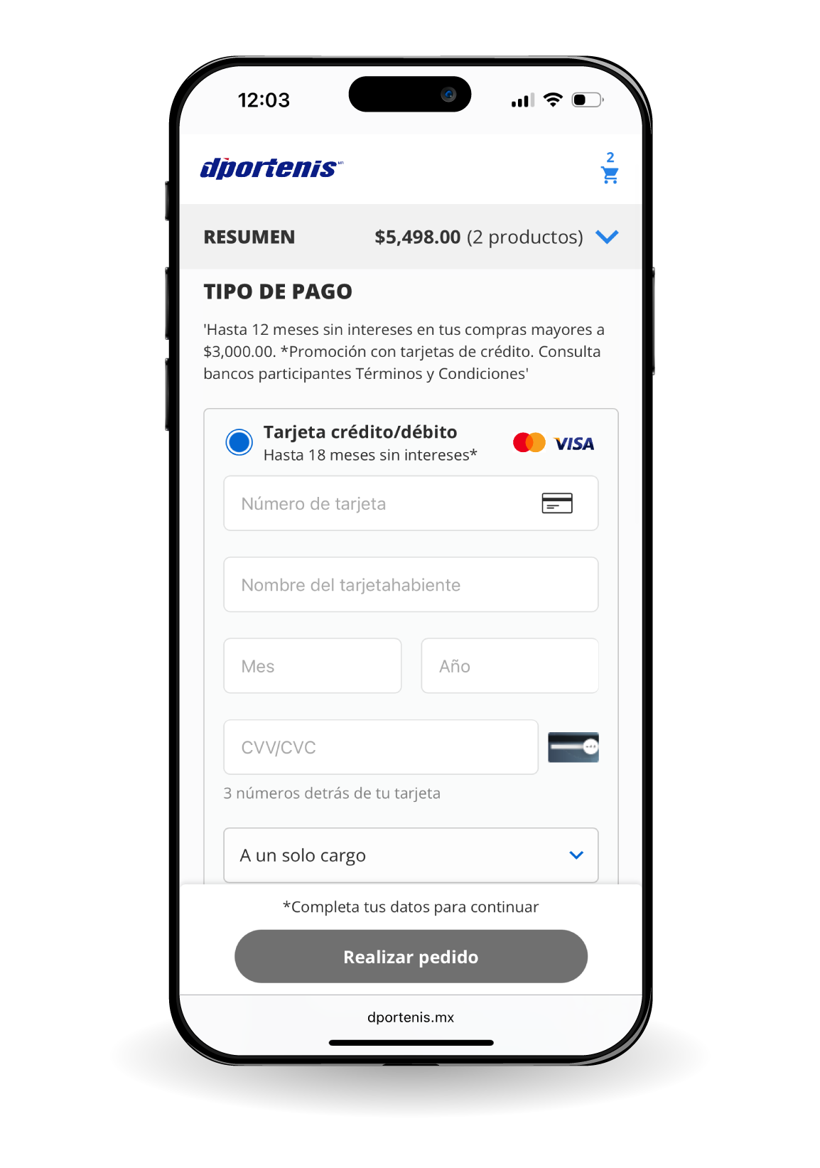 Pantalla tarjeta de credito