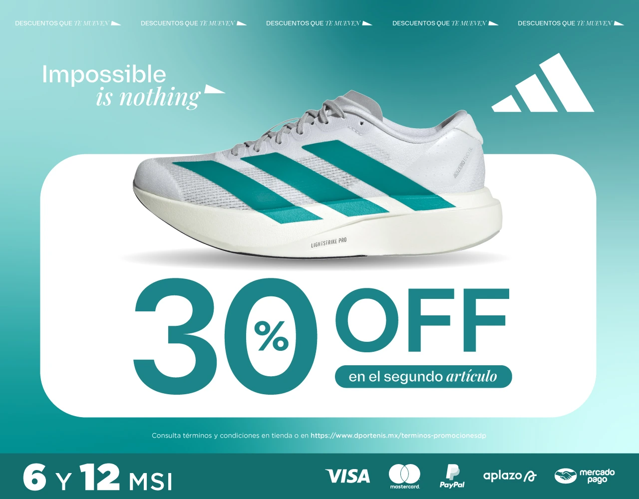 30% OFF en el segundo articulo adidas | dportenis