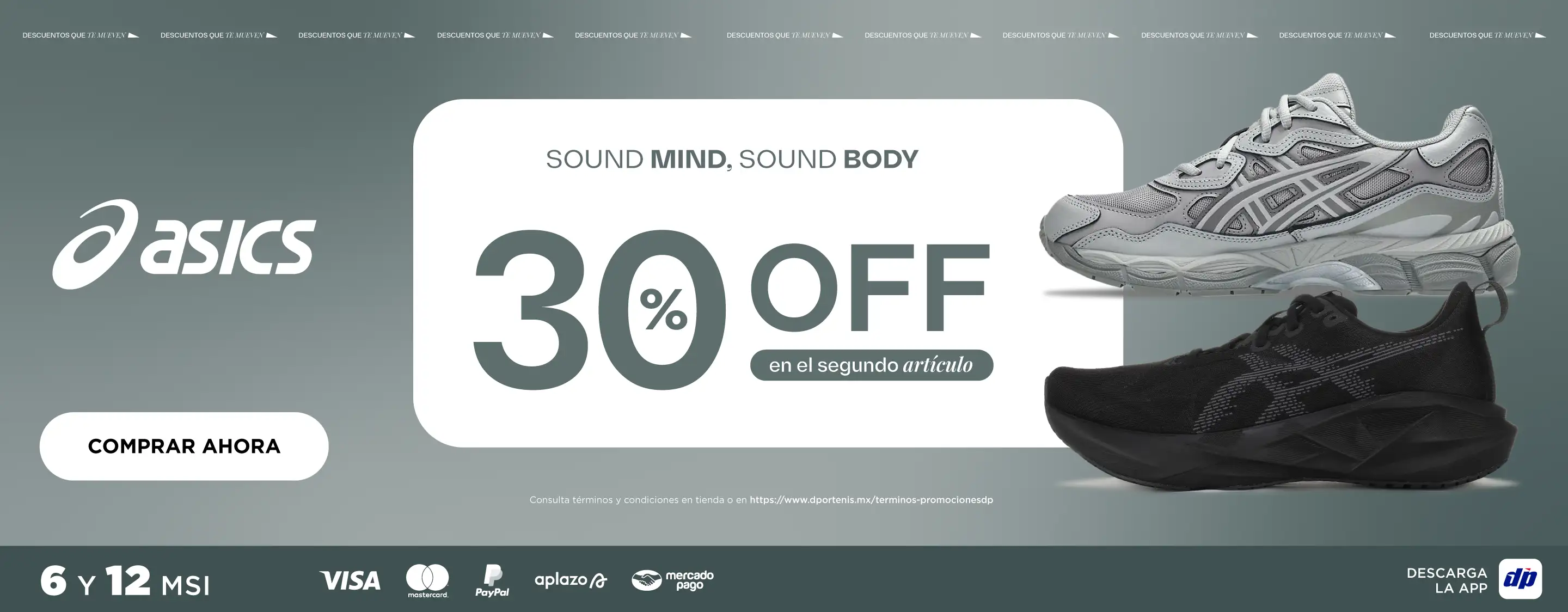 30% de descuento en segundo articulo asics