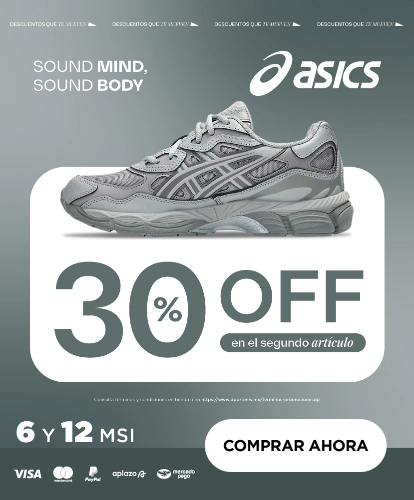 30% de descuento en segundo articulo asics