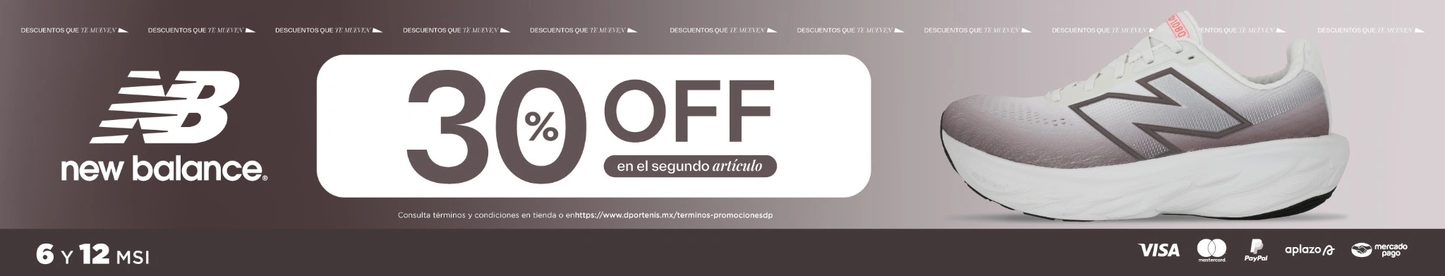 30% de descuento en segundo articulo new balance