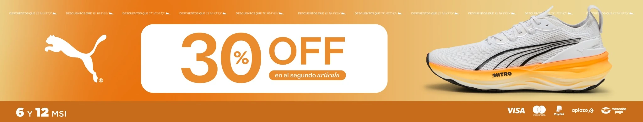 30% de descuento en segundo articulo puma