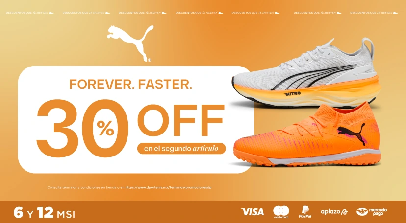 30% de descuento en segundo articulo puma