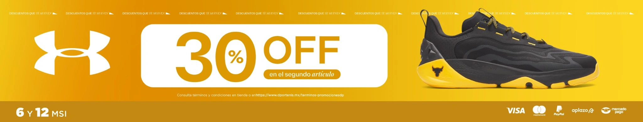 30% de descuento en segundo articulo under armour