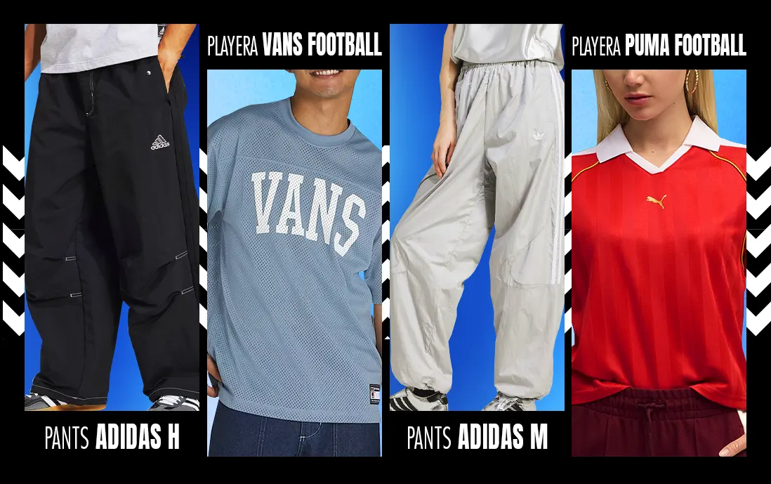 Playeras estilo blokecore con diseño retro y pantalones anchos en materiales cómodos y frescos. 