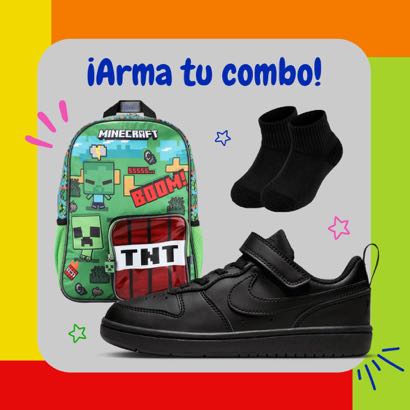 COMBO BACK IS COOL NIKE COURT BOROUGH LOW RECRAFT NIÑO NEGRO