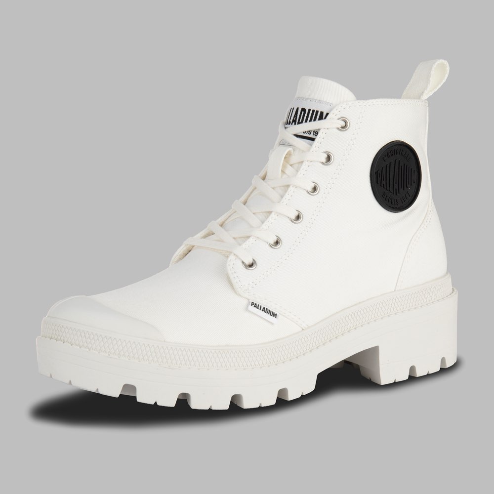 Botas Palladium Pallabase Twill Mujer Color Blanco/Blanco