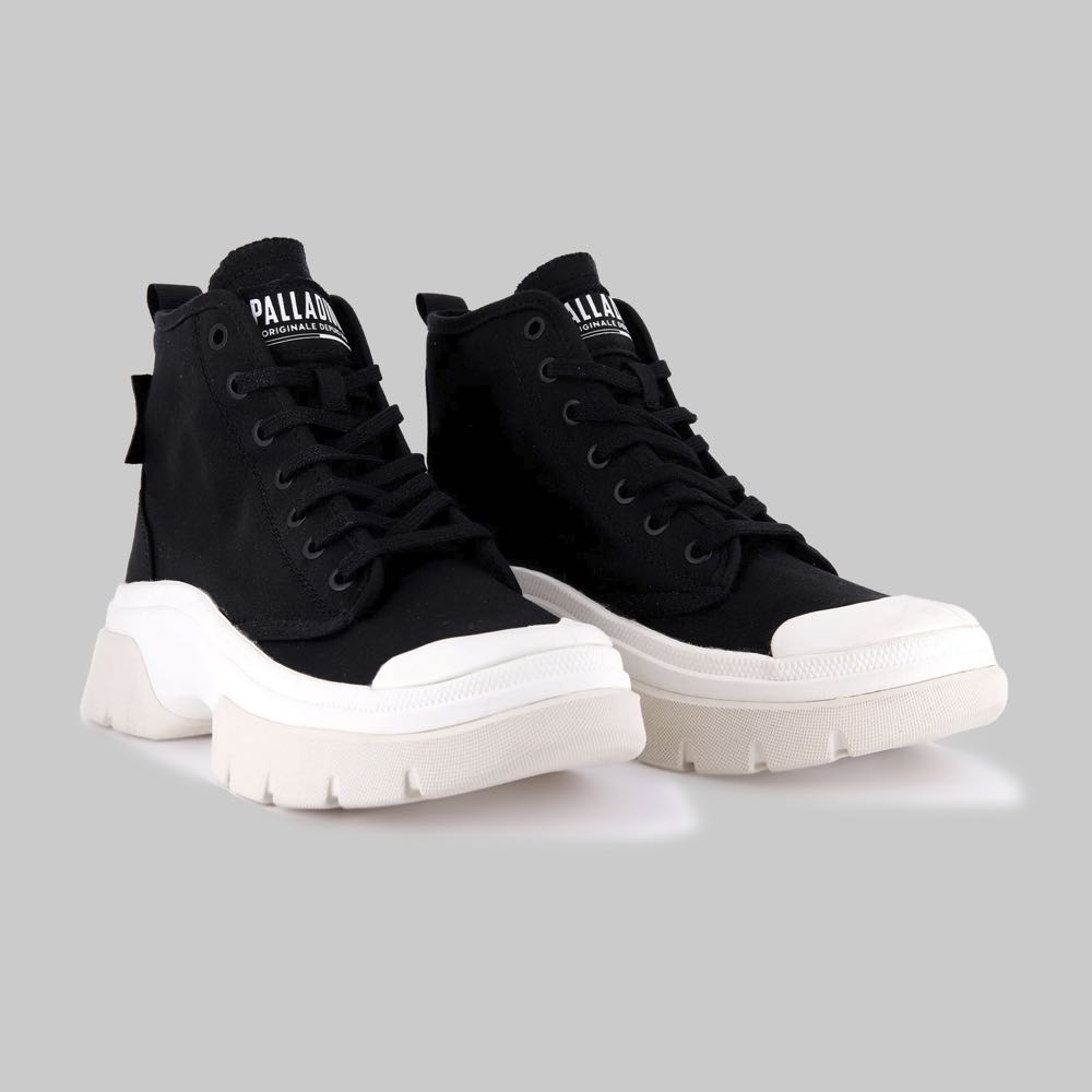 Tenis Palladium Pallawave Hi Mujer Color Negro/Blanco