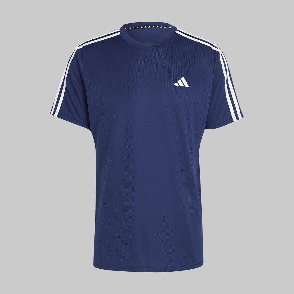 Playera adidas Essentials Stripes Hombre Color Azul Marino/Blanco
